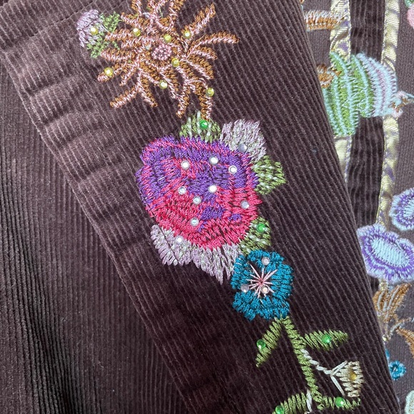 True Meaning Brown Floral Embroidered/embellished Size 2 Jacket - Picture 6 of 10